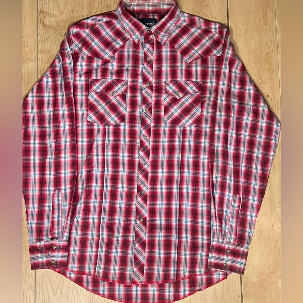 Wrangler Red and White Plaid Men's Shirt